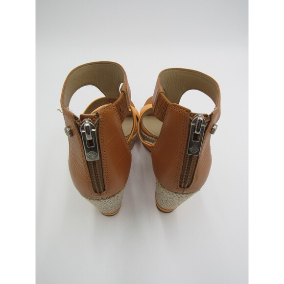 Womens 6.5 CAM Tan Leather Wedge T-Strap Sandals Antonio Melani Shoes Beach Boho - Picture 13 of 16